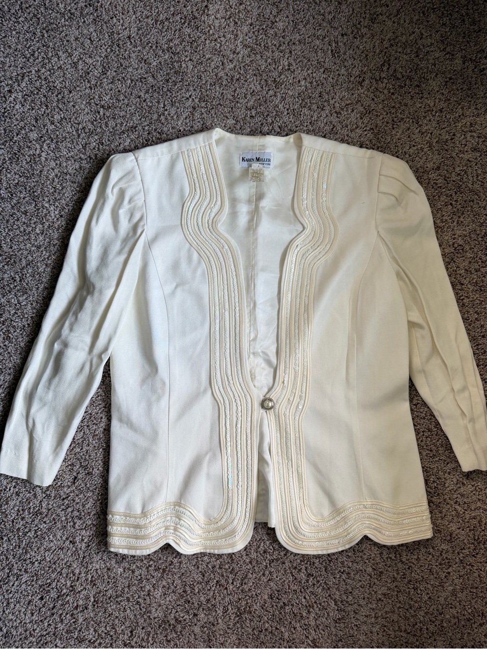 Karen Miller New York Ivory Lined Jacket Label Detail